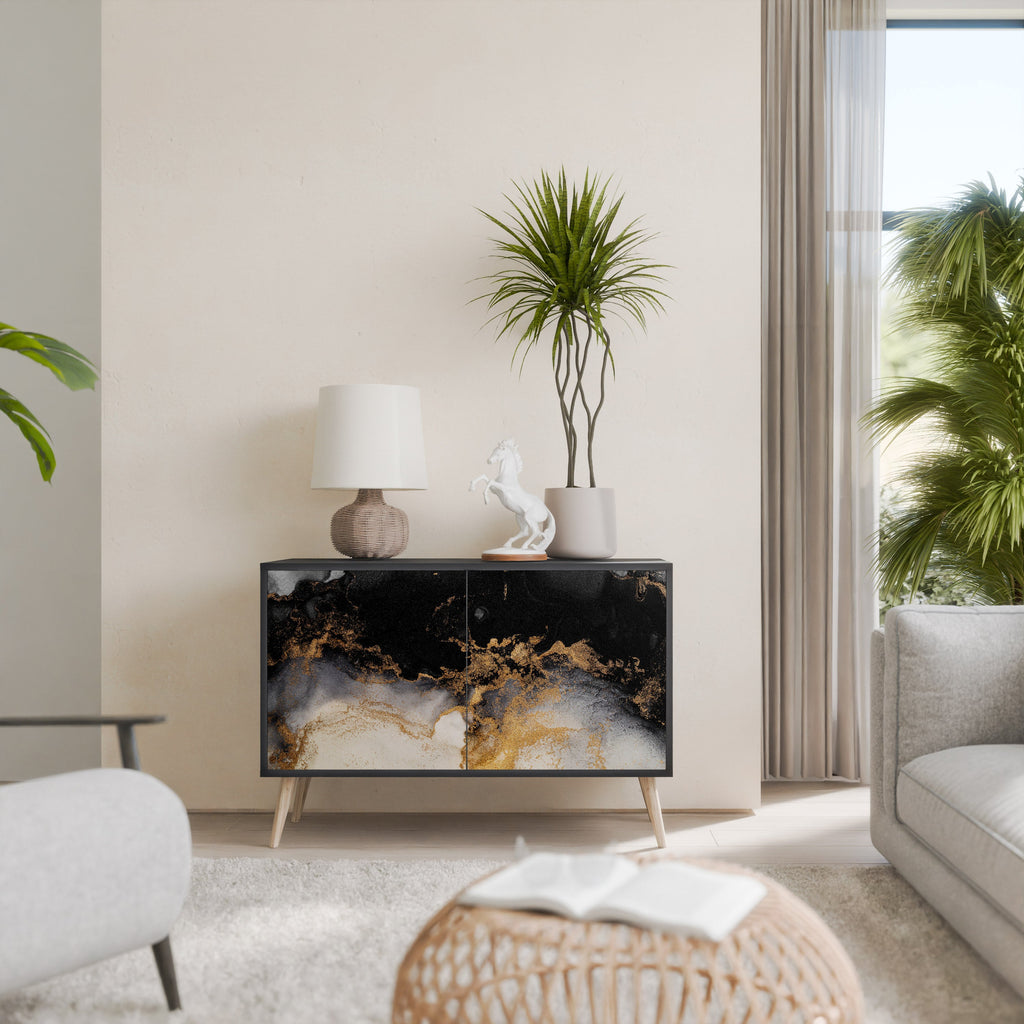 MARBLE OF TOMMORROW 2-Door Sideboard in Black Finish