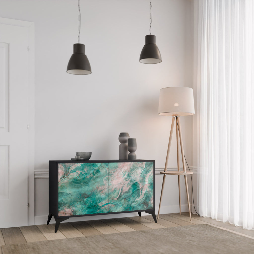 ABSTRACT ALCHEMY Aparador de 2 Portas em Acabamento Preto