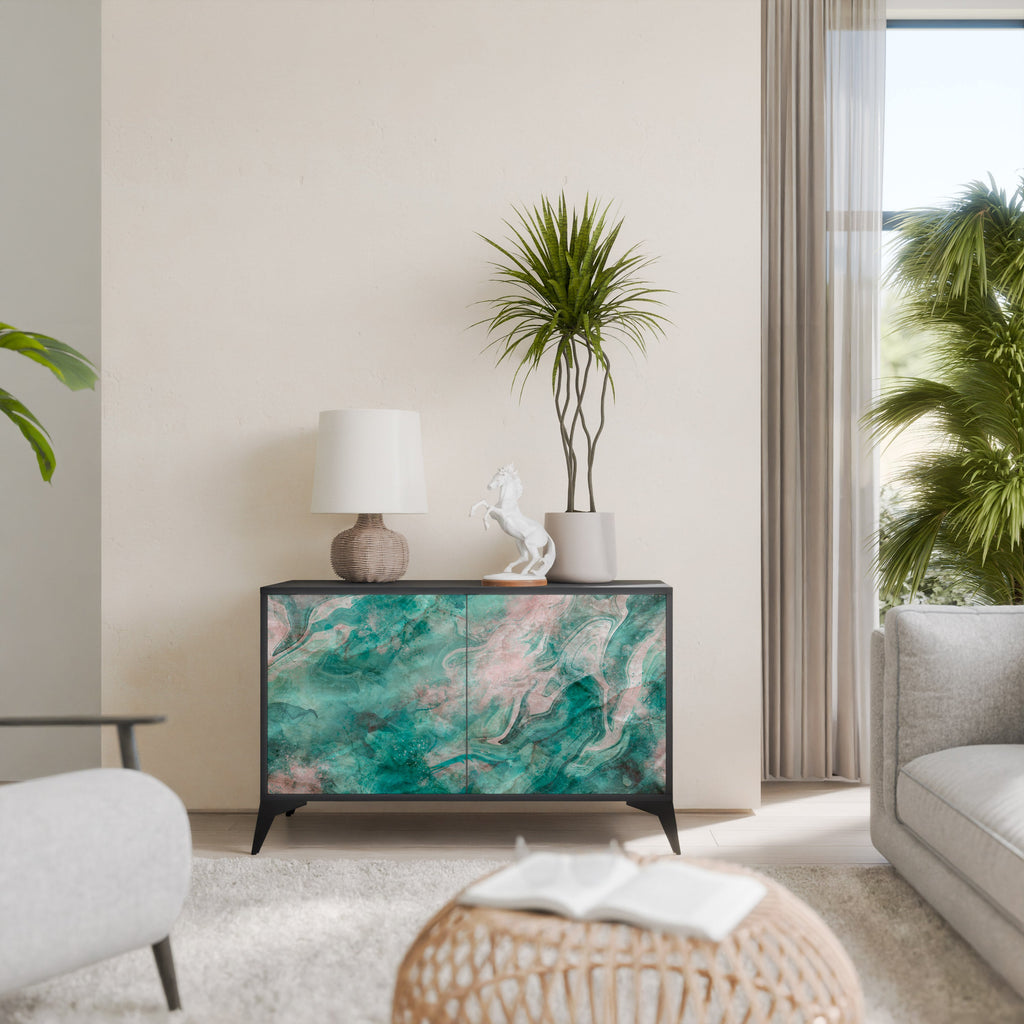 ABSTRACT ALCHEMY Aparador de 2 Portas em Acabamento Preto