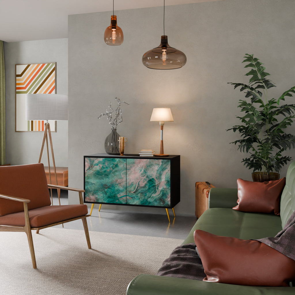 ABSTRACT ALCHEMY Aparador de 2 Portas em Acabamento Preto