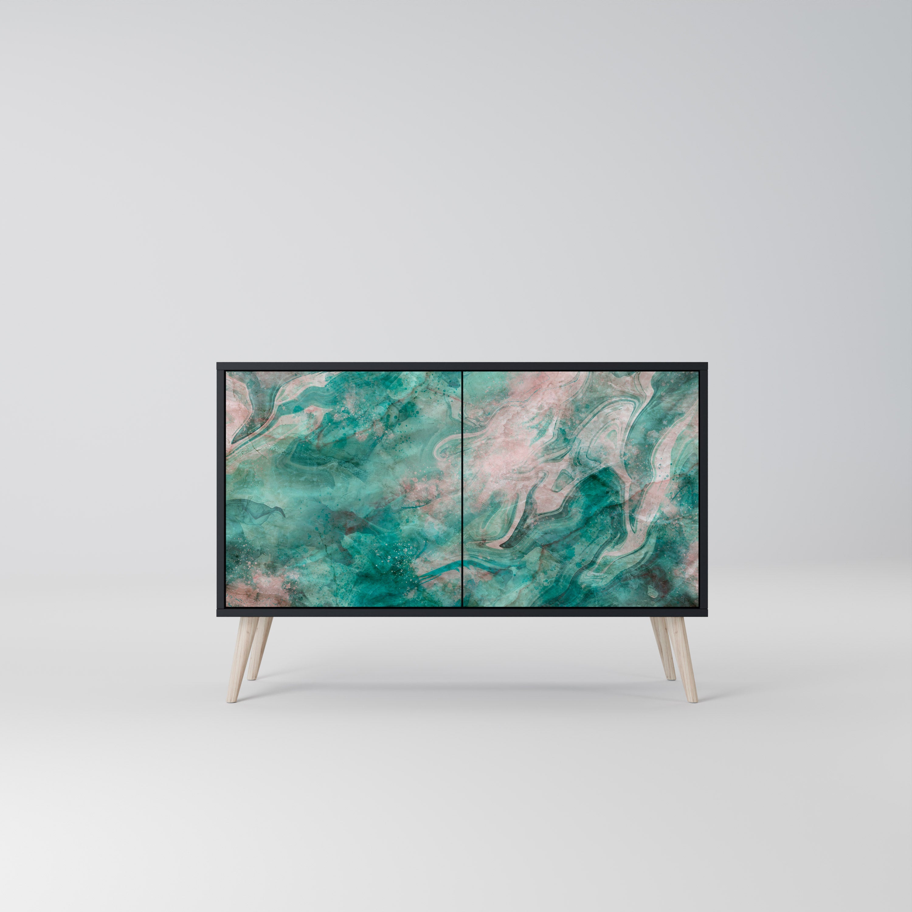 ABSTRACT ALCHEMY Aparador de 2 Portas em Acabamento Preto