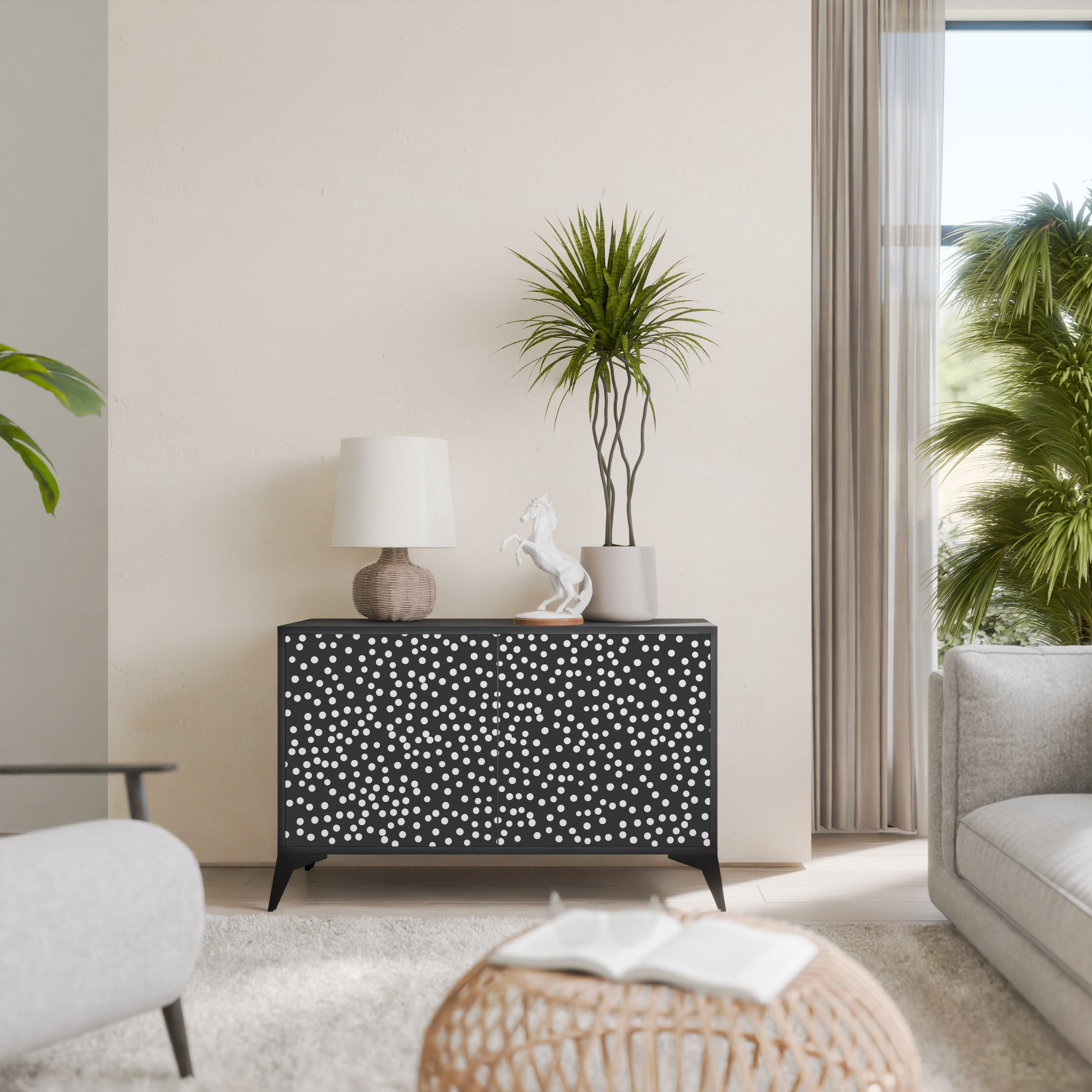 BLINDING LIGHTS Aparador de 2 Portas em Acabamento Preto