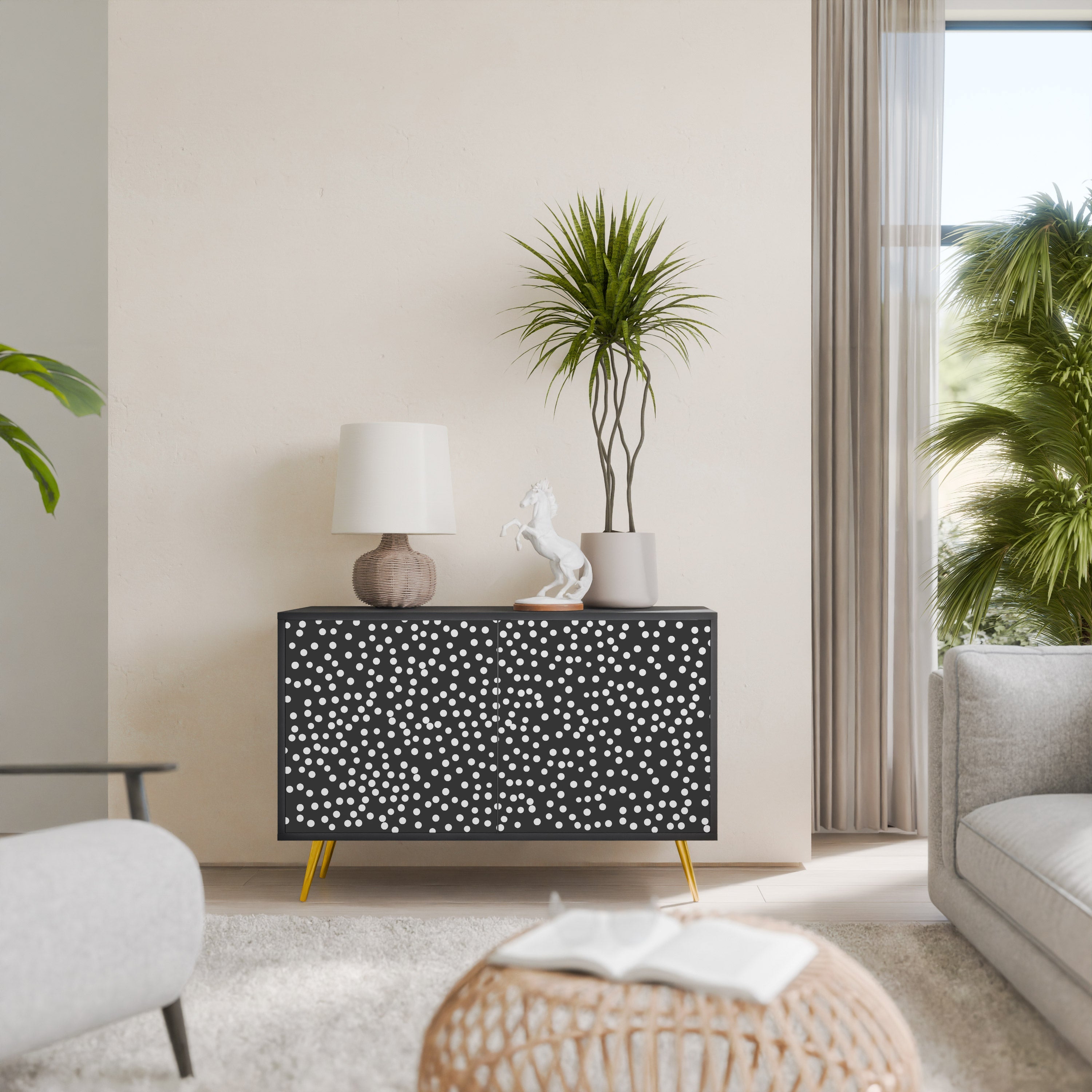 BLINDING LIGHTS Aparador de 2 Portas em Acabamento Preto