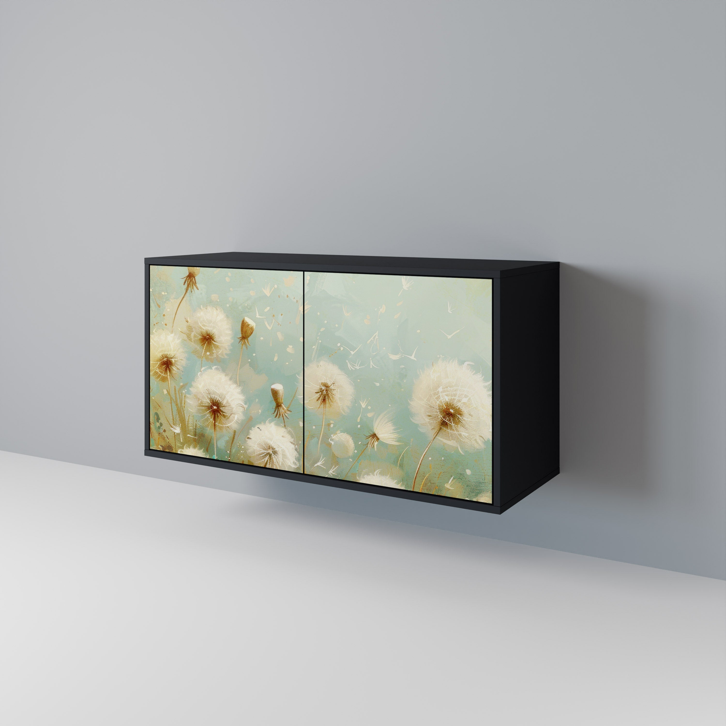 DREAMY MEADOW Aparador de 2 Portas em Acabamento Preto