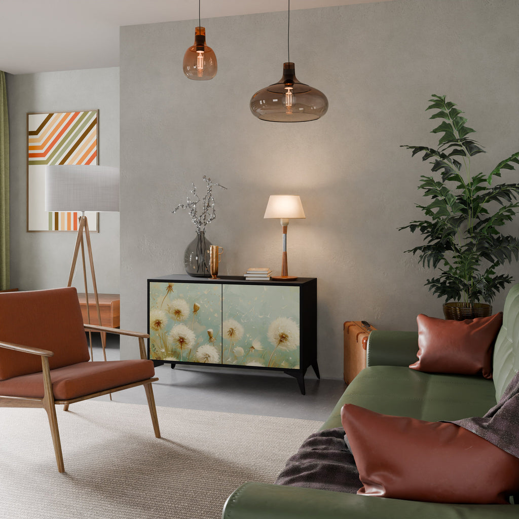 DREAMY MEADOW Aparador de 2 Portas em Acabamento Preto