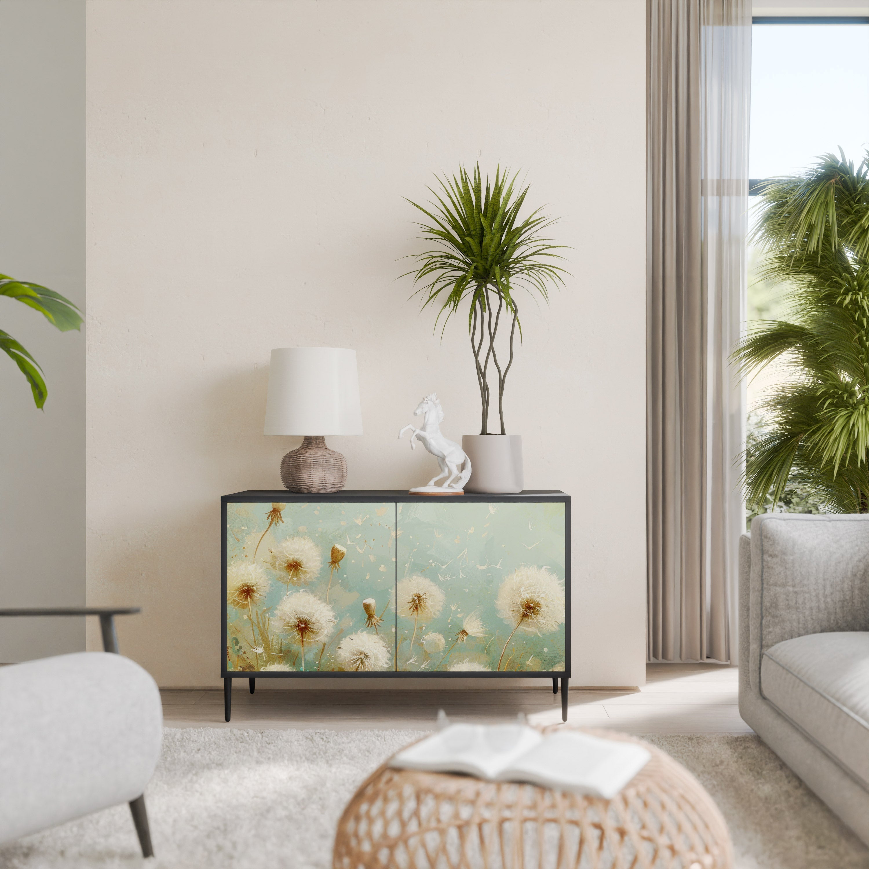 DREAMY MEADOW Aparador de 2 Portas em Acabamento Preto