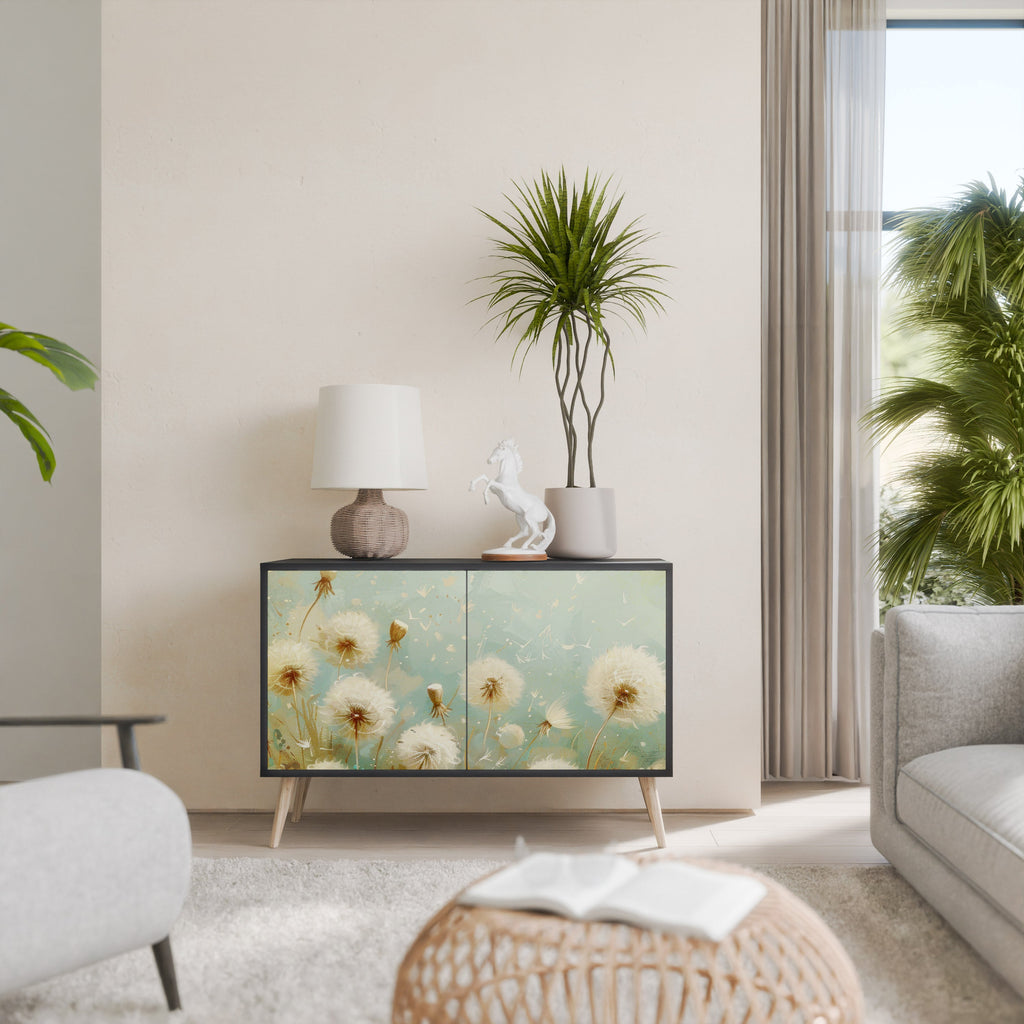 DREAMY MEADOW Aparador de 2 Portas em Acabamento Preto