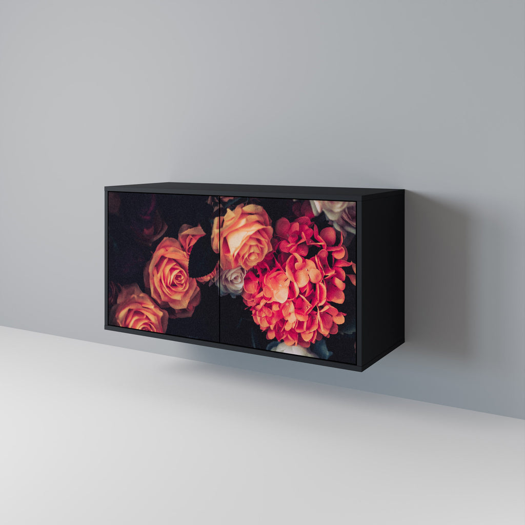 NEVERENDING BLOOM Aparador de 2 Portas em Acabamento Preto
