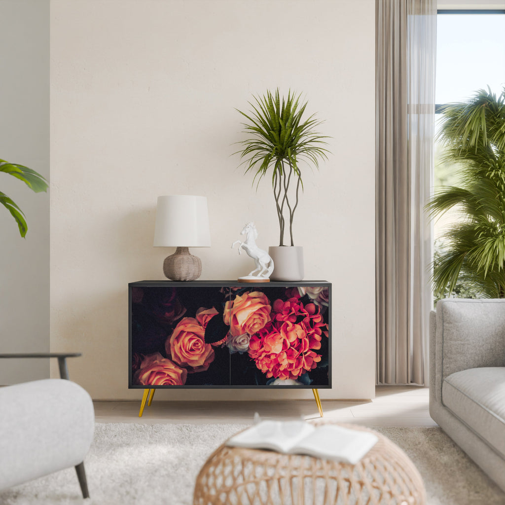 NEVERENDING BLOOM Aparador de 2 Portas em Acabamento Preto