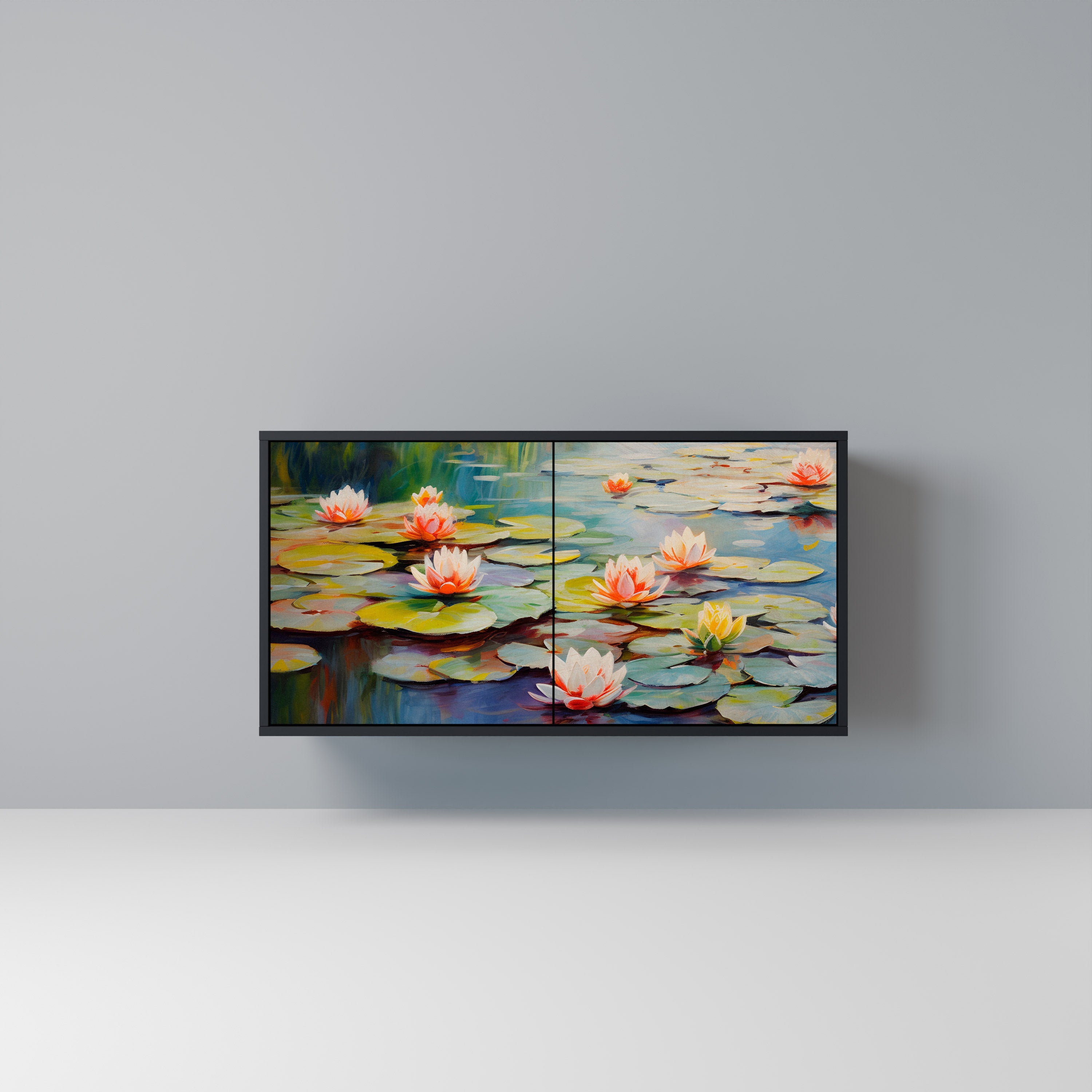 BLOOMING WATERS Aparador de 2 Portas em Acabamento Preto