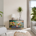 BLOOMING WATERS Aparador de 2 Portas em Acabamento Preto