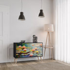 BLOOMING WATERS Aparador de 2 Portas em Acabamento Preto