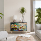 BLOOMING WATERS Aparador de 2 Portas em Acabamento Preto