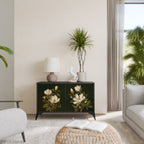 FLORAL NOIR Aparador de 2 Portas em Acabamento Preto