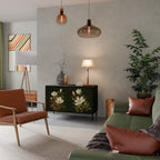 FLORAL NOIR Aparador de 2 Portas em Acabamento Preto