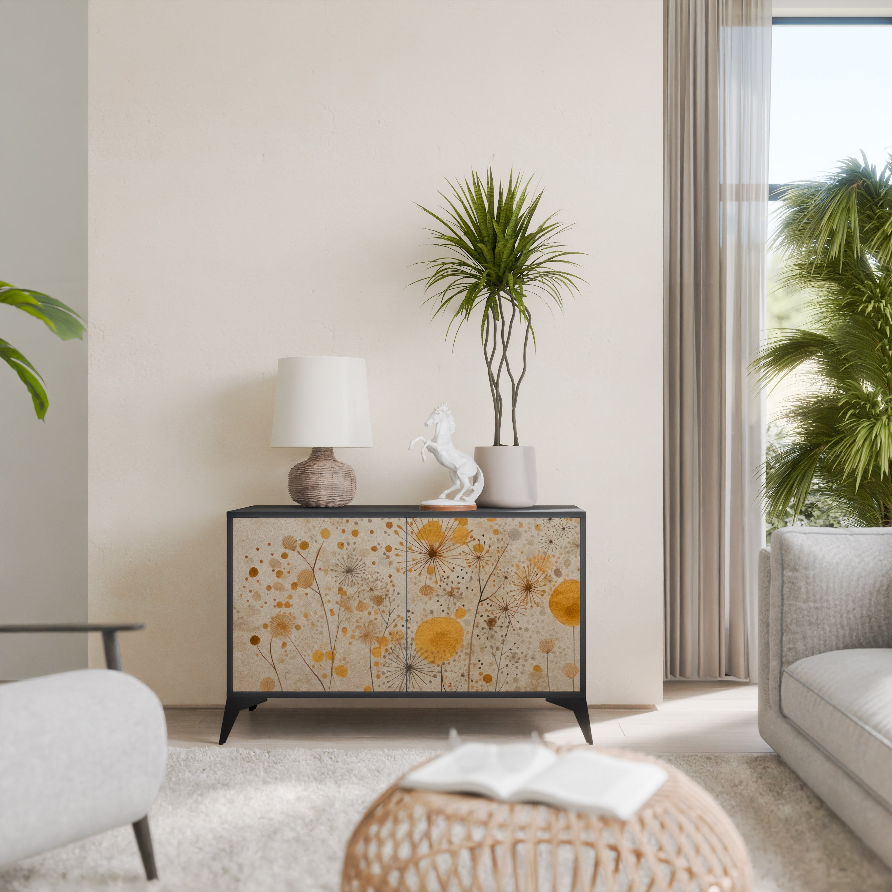 MORNING GLADE Aparador de 2 Portas em Acabamento Preto