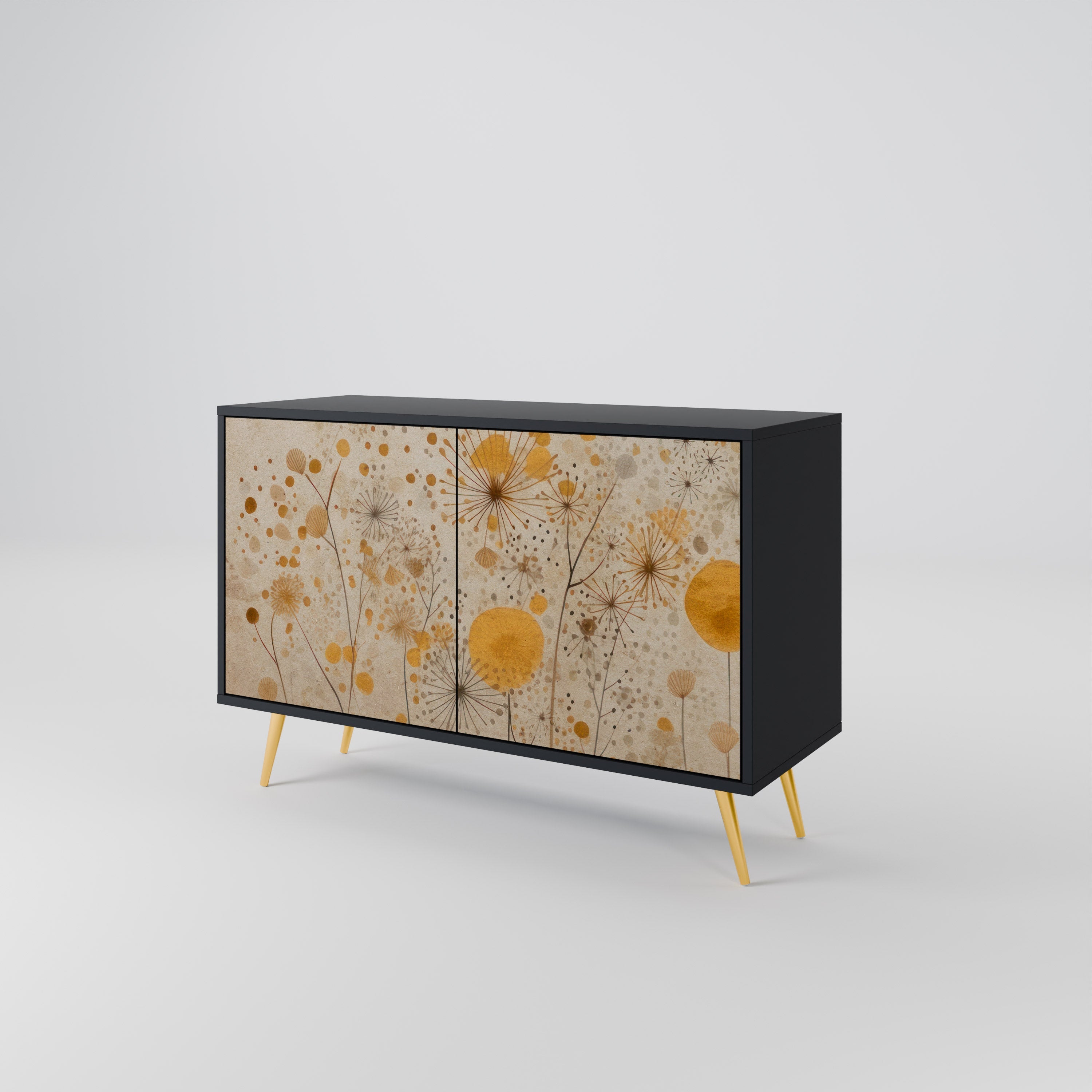 MORNING GLADE Aparador de 2 Portas em Acabamento Preto