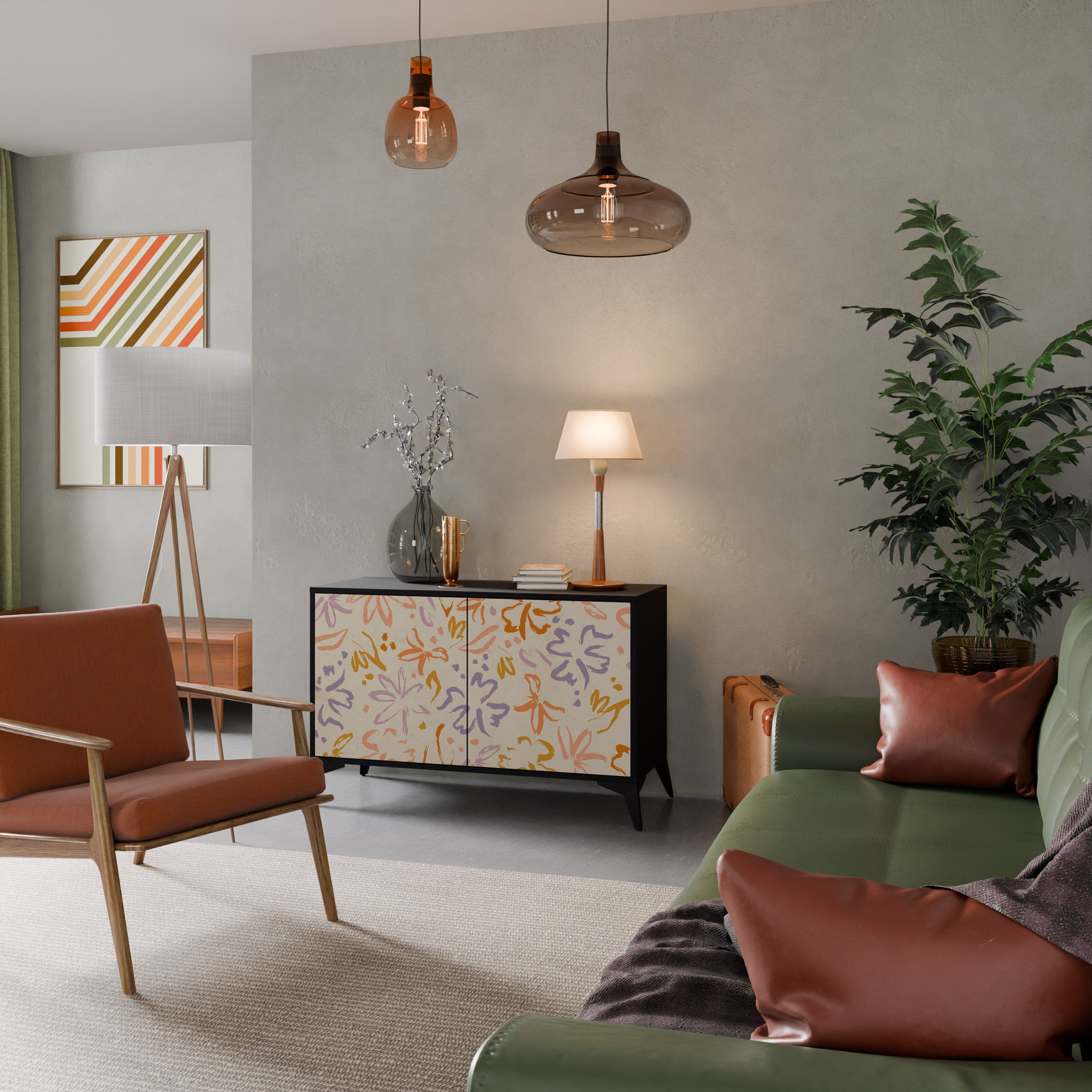 SPRING WHIMSY Aparador de 2 Portas em Acabamento Preto