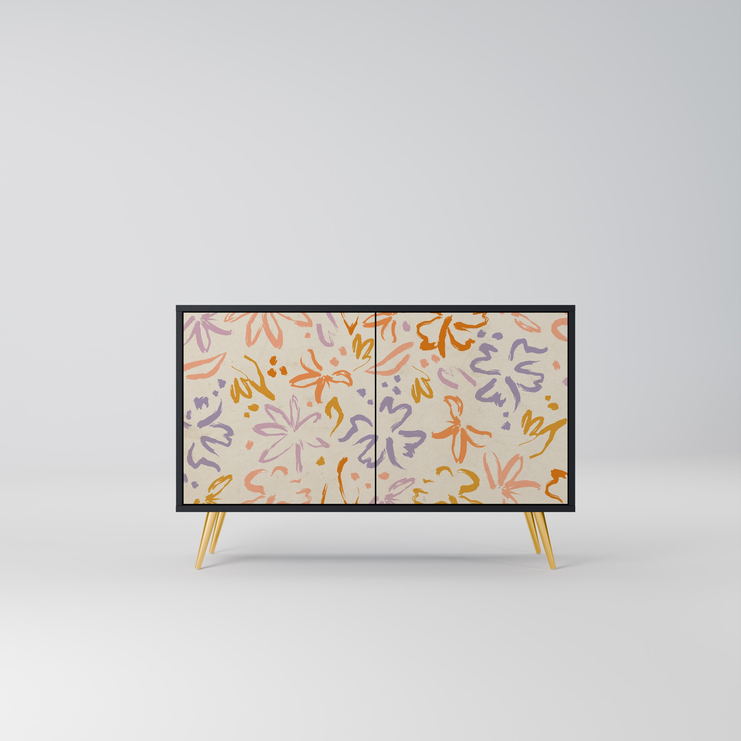 SPRING WHIMSY Aparador de 2 Portas em Acabamento Preto