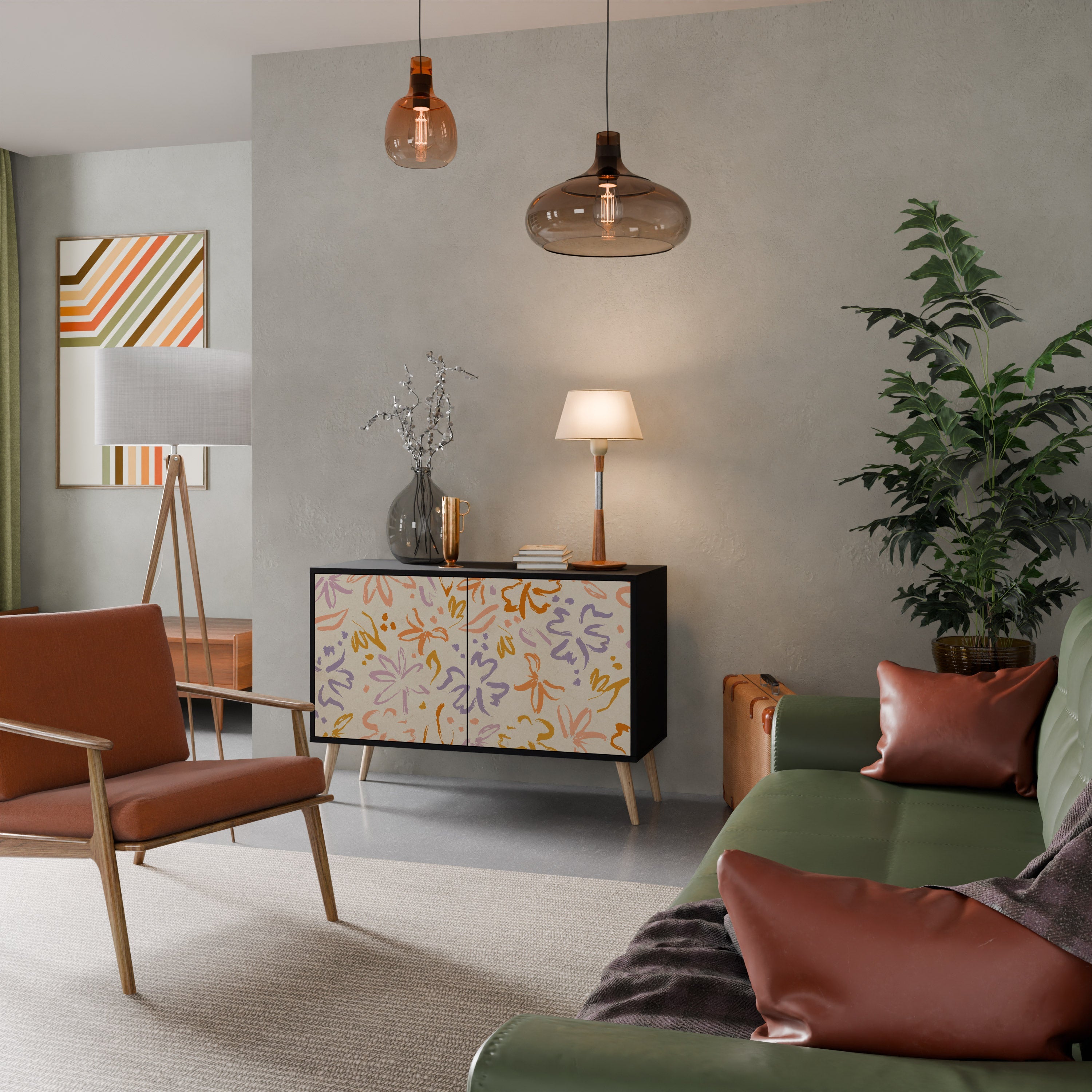 SPRING WHIMSY Aparador de 2 Portas em Acabamento Preto