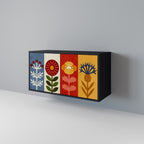 SCANDIC FLOWERET Aparador de 2 Portas em Acabamento Preto