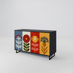 SCANDIC FLOWERET Aparador de 2 Portas em Acabamento Preto