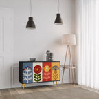 SCANDIC FLOWERET Aparador de 2 Portas em Acabamento Preto