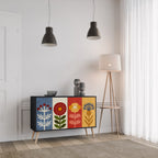 SCANDIC FLOWERET Aparador de 2 Portas em Acabamento Preto