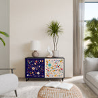 FLORAL COMBINATION Aparador de 2 Portas em Acabamento Preto