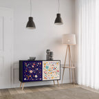 FLORAL COMBINATION Aparador de 2 Portas em Acabamento Preto