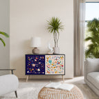 FLORAL COMBINATION Aparador de 2 Portas em Acabamento Preto