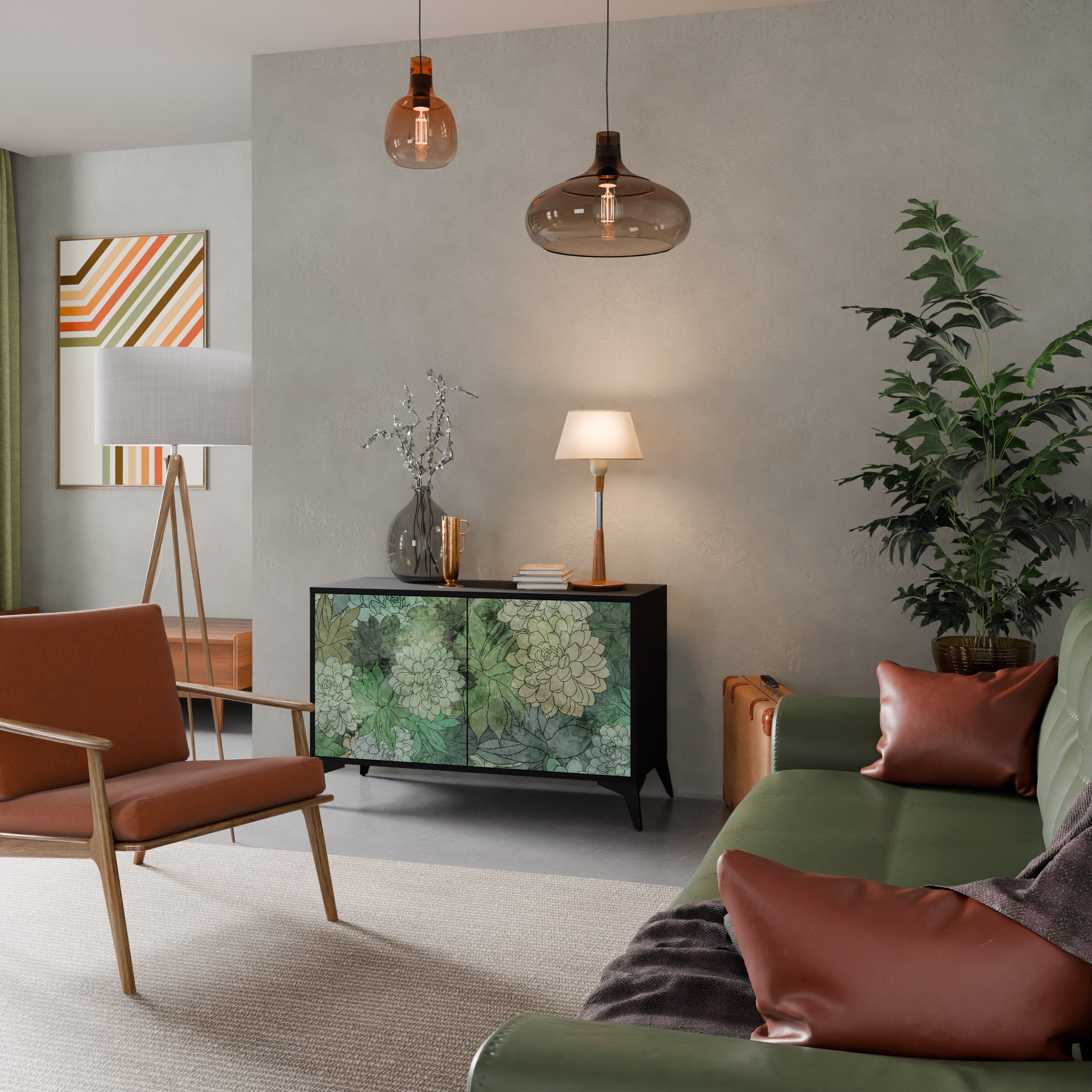 SUCCULENT CLUSTER 2-Door Sideboard in Black Finish