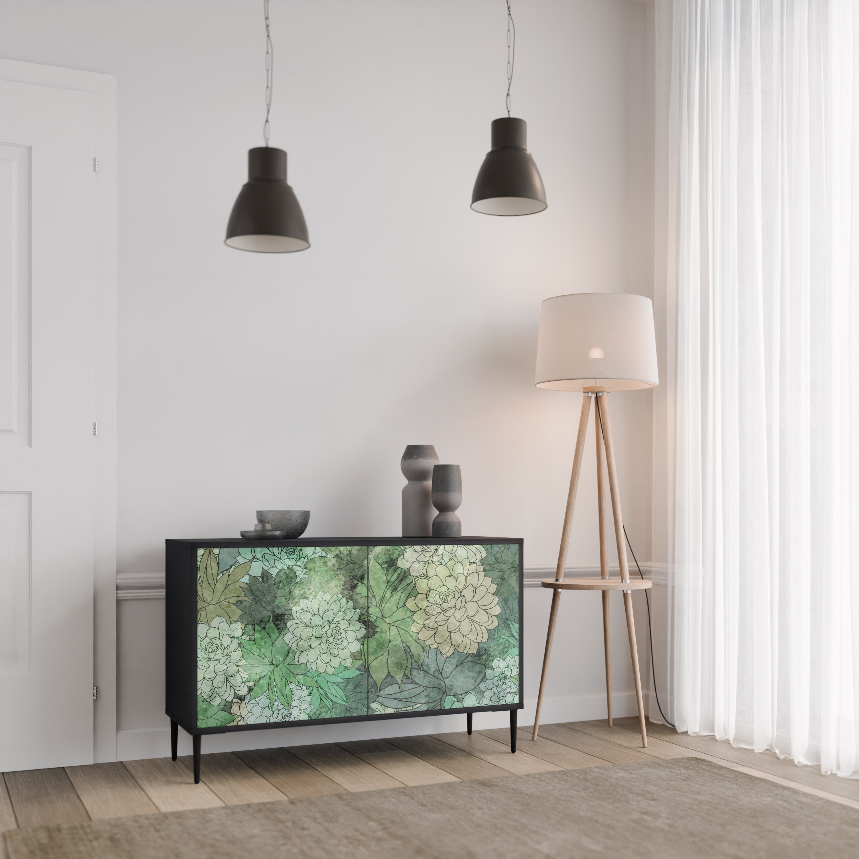 SUCCULENT CLUSTER Aparador de 2 Portas em Acabamento Preto