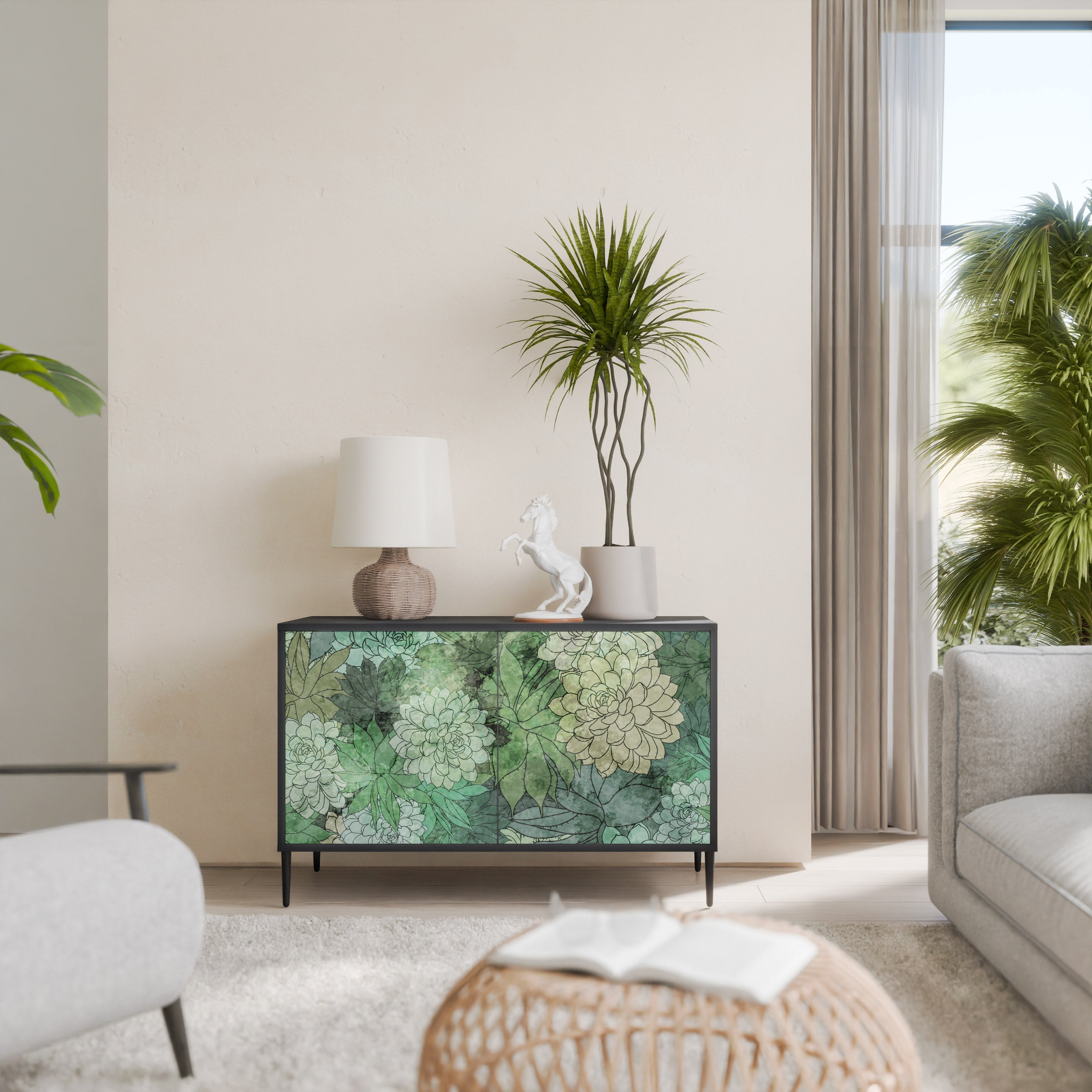 SUCCULENT CLUSTER Aparador de 2 Portas em Acabamento Preto