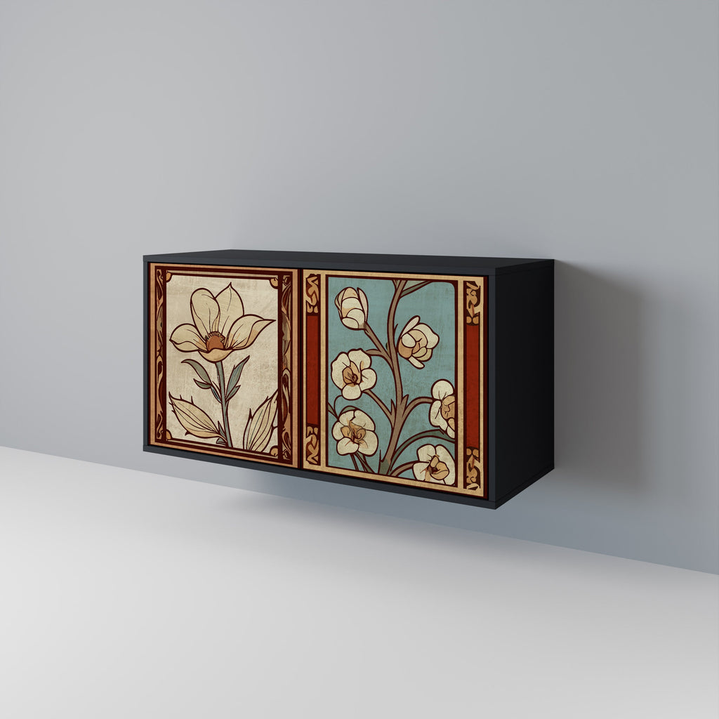 TIMELESS FLORA Aparador de 2 Portas em Acabamento Preto