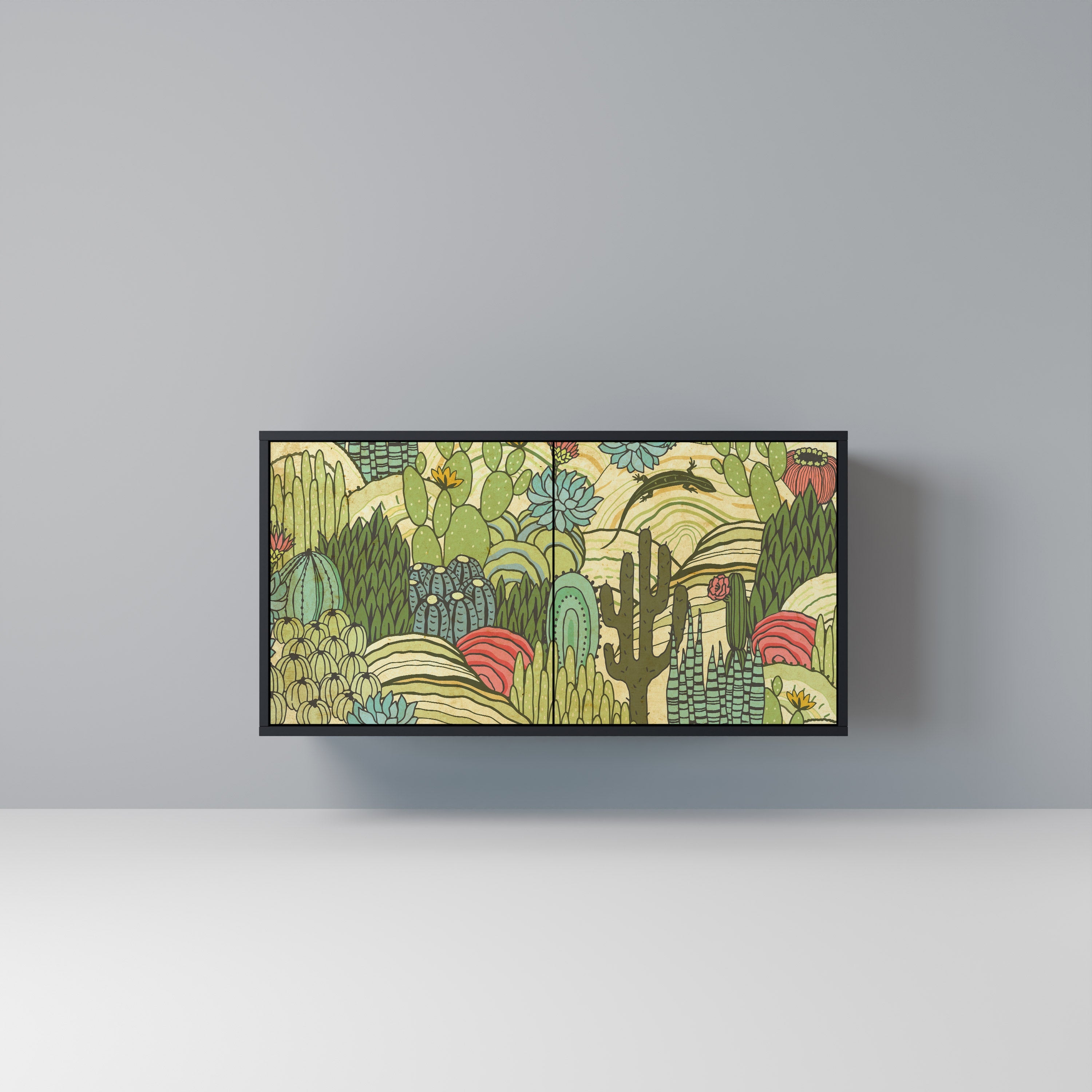 SUCCULENTS KALEIDOSCOPE Aparador de 2 Portas em Acabamento Preto