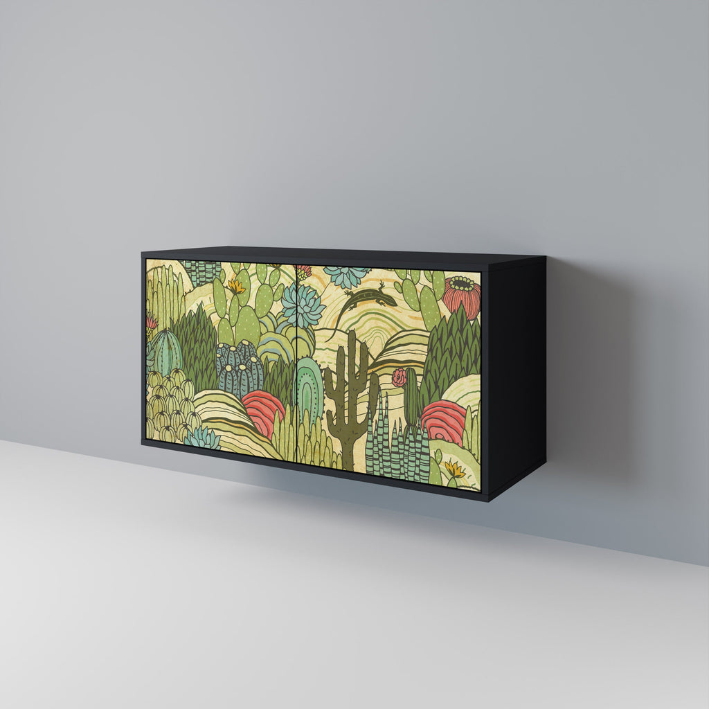 SUCCULENTS KALEIDOSCOPE Aparador de 2 Portas em Acabamento Preto