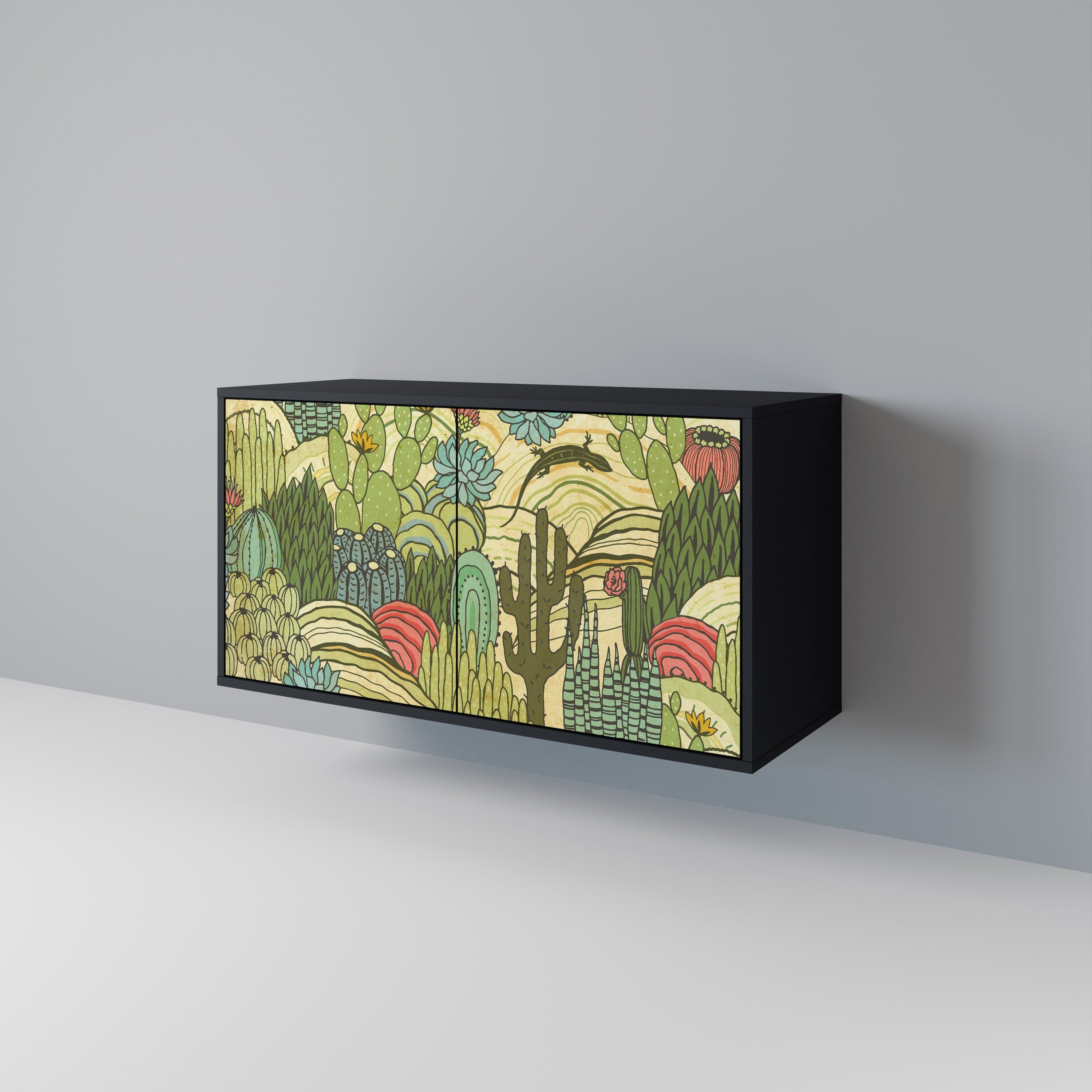 SUCCULENTS KALEIDOSCOPE Aparador de 2 Portas em Acabamento Preto