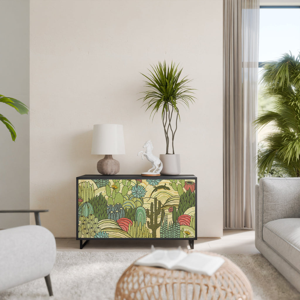 SUCCULENTS KALEIDOSCOPE Aparador de 2 Portas em Acabamento Preto