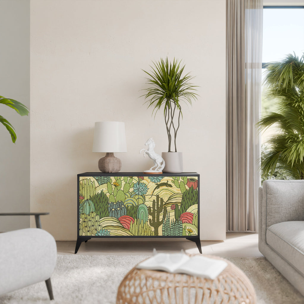 SUCCULENTS KALEIDOSCOPE Aparador de 2 Portas em Acabamento Preto