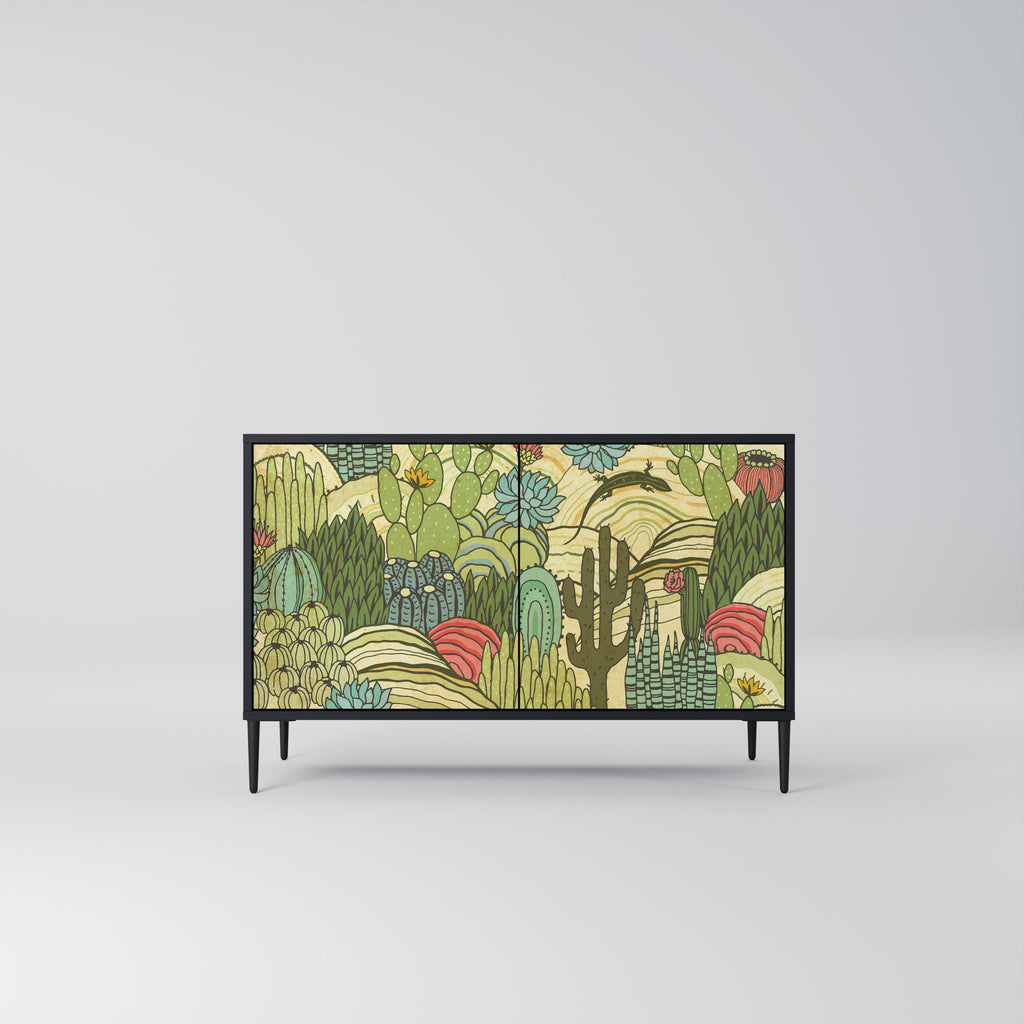 SUCCULENTS KALEIDOSCOPE Aparador de 2 Portas em Acabamento Preto