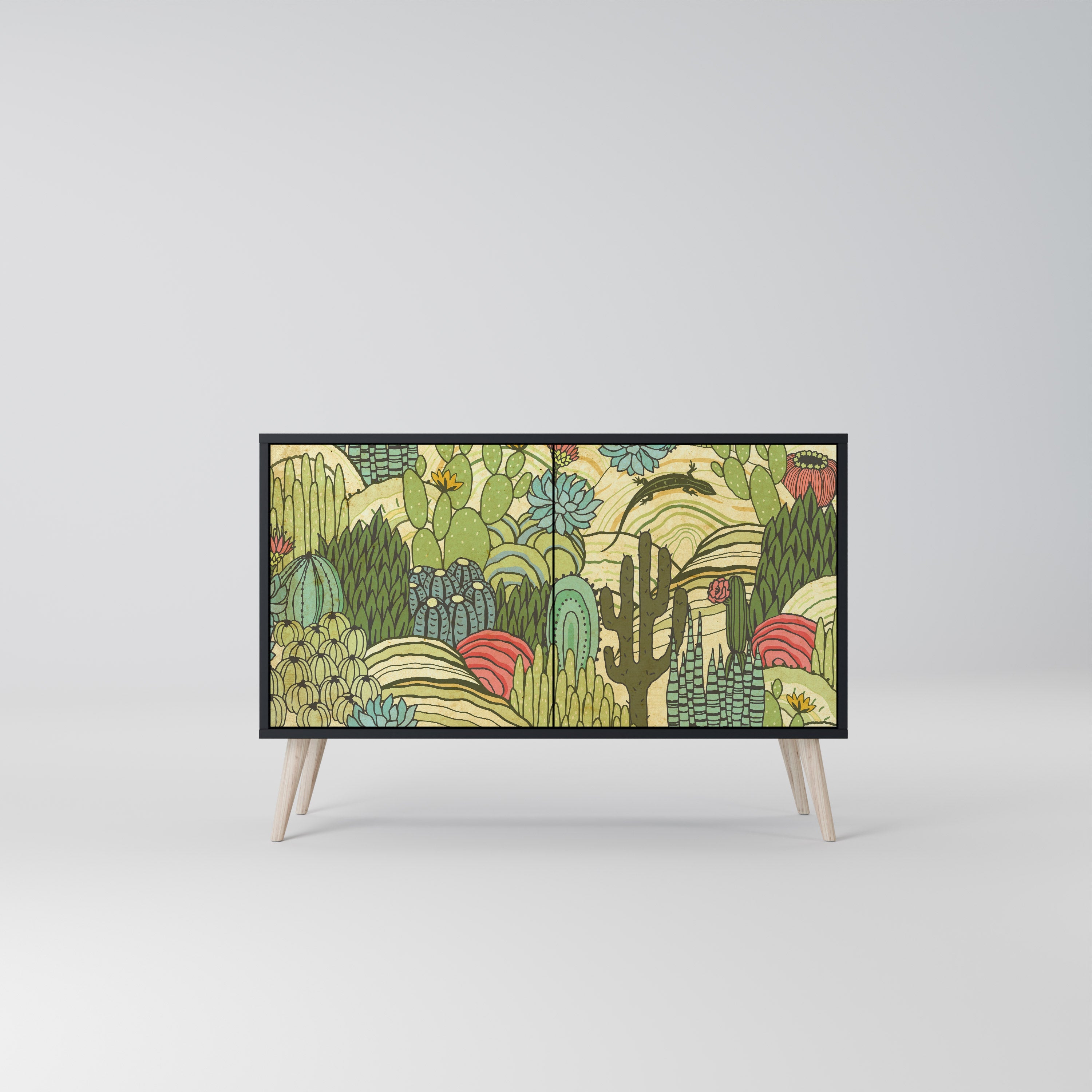 SUCCULENTS KALEIDOSCOPE Aparador de 2 Portas em Acabamento Preto