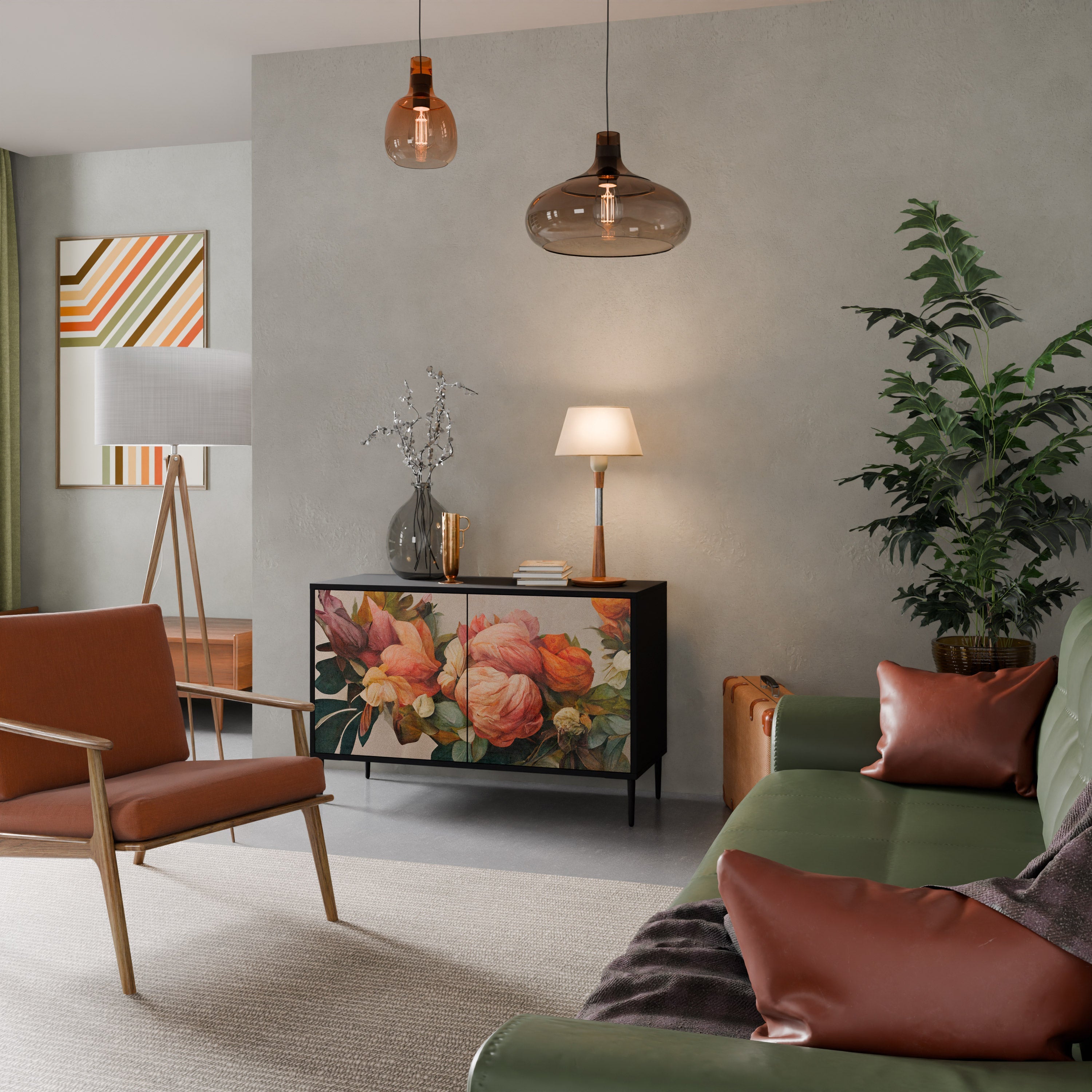 STYLISH BEAUTY Aparador de 2 Portas em Acabamento Preto