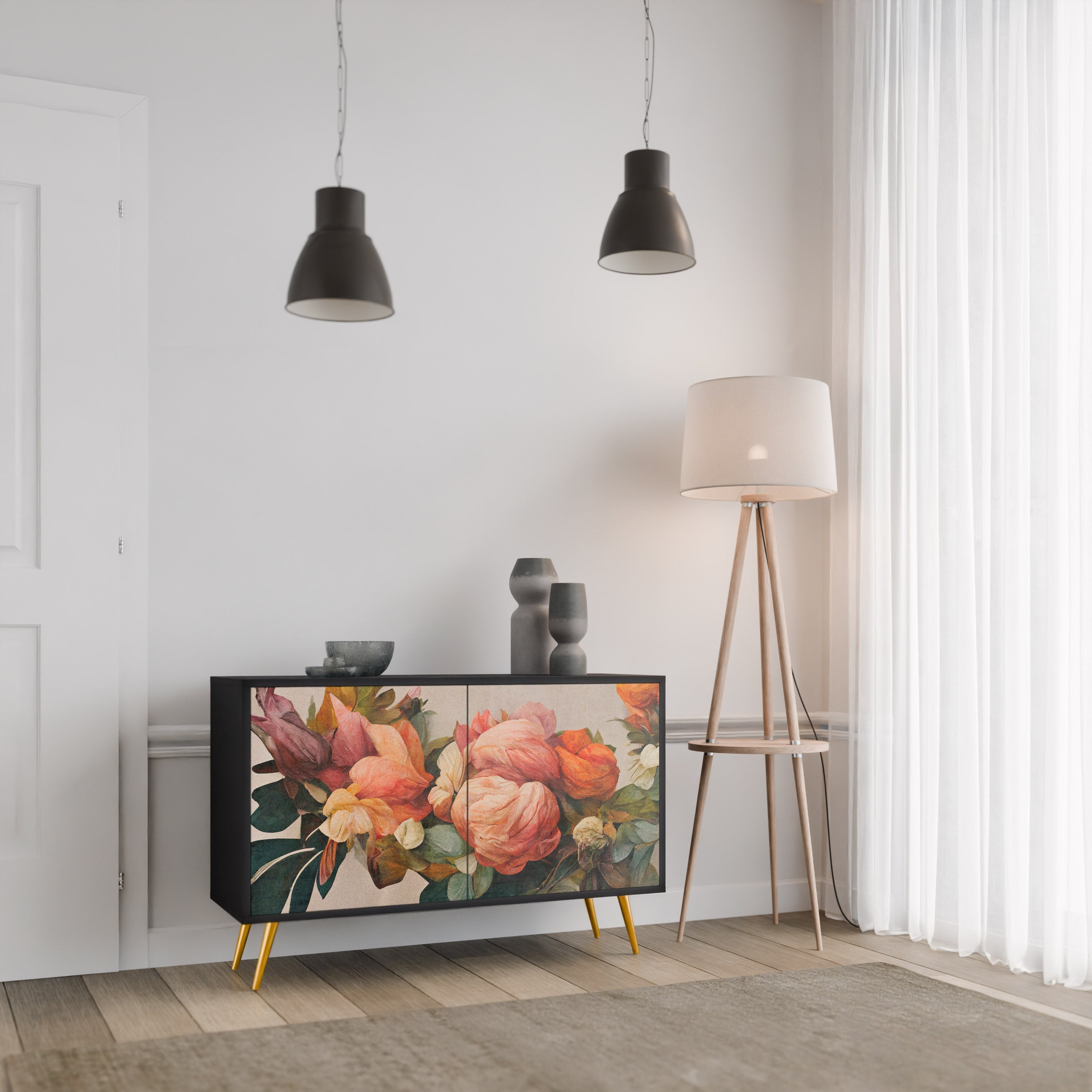 STYLISH BEAUTY 2-Door Sideboard in Black Finish