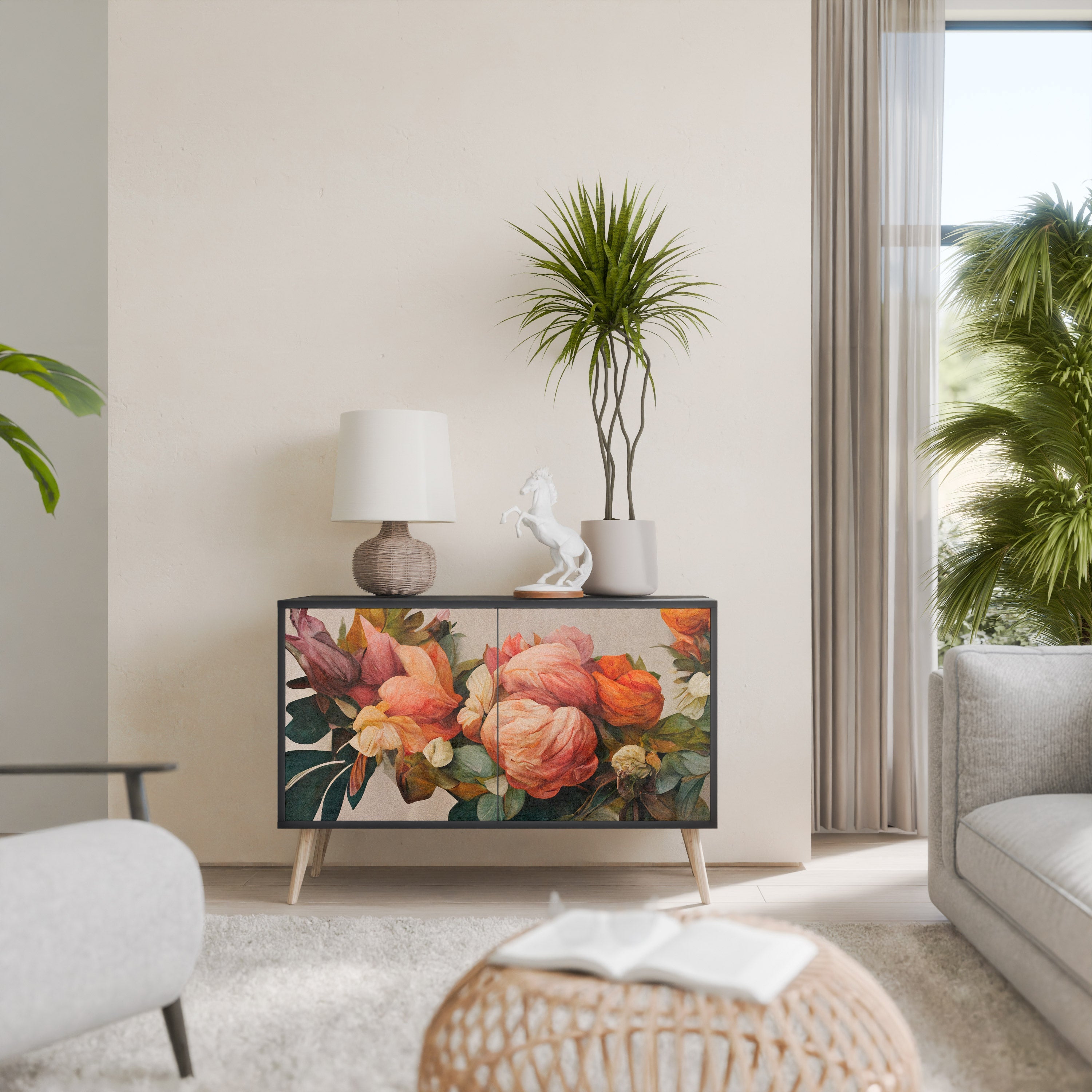 STYLISH BEAUTY 2-Door Sideboard in Black Finish