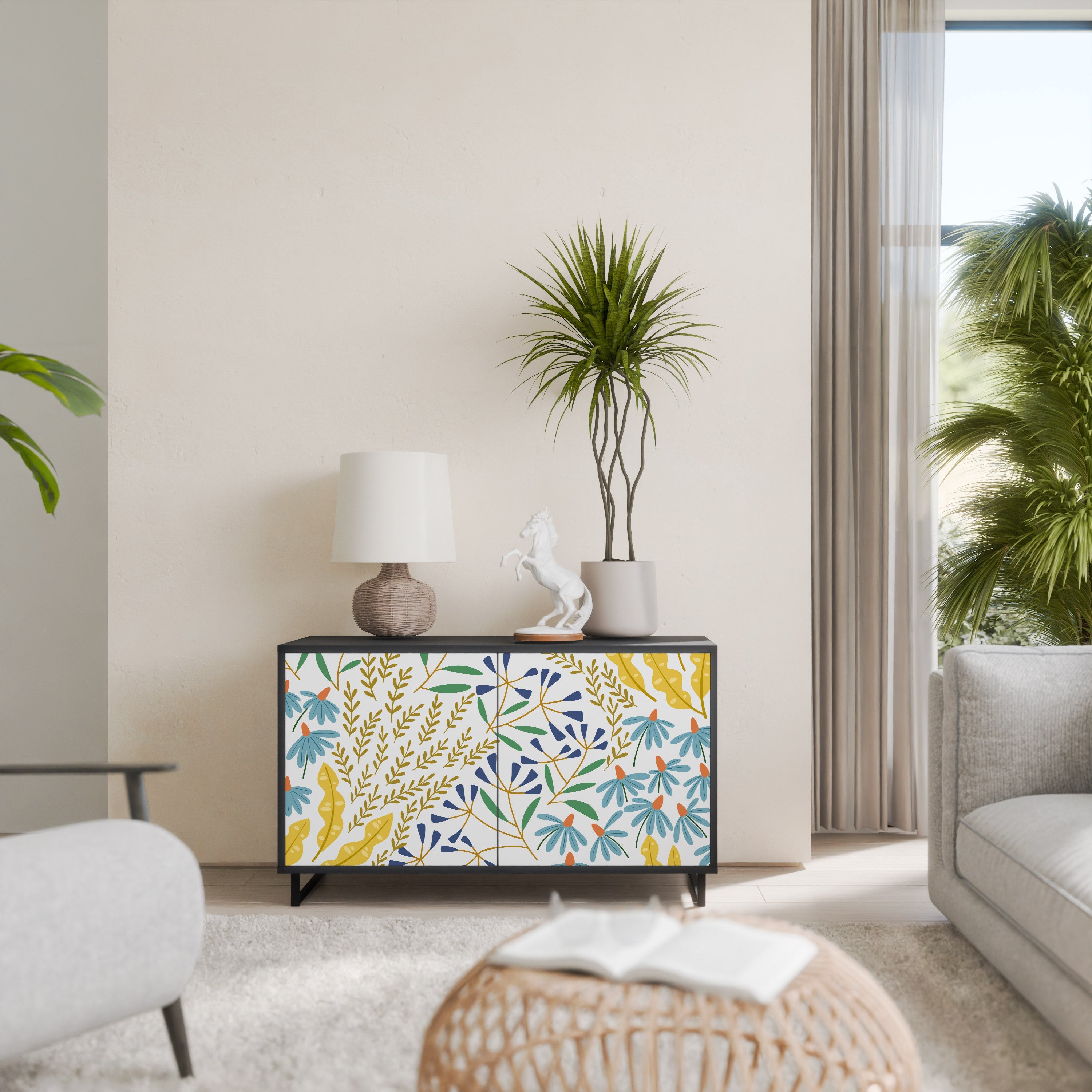 HELLO SPRING Aparador de 2 Portas em Acabamento Preto