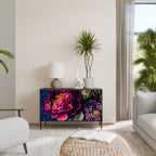 BLOOMING ELEGANCE Aparador de 2 Portas em Acabamento Preto