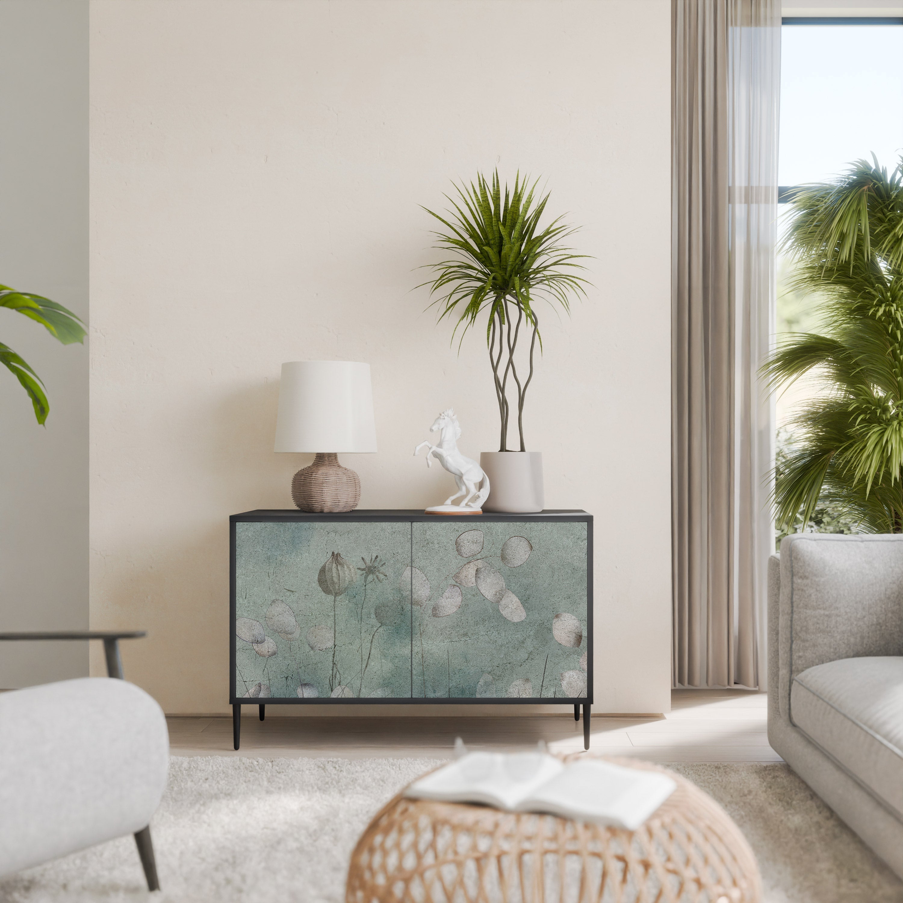 NIGHT LADY Aparador de 2 Portas em Acabamento Preto