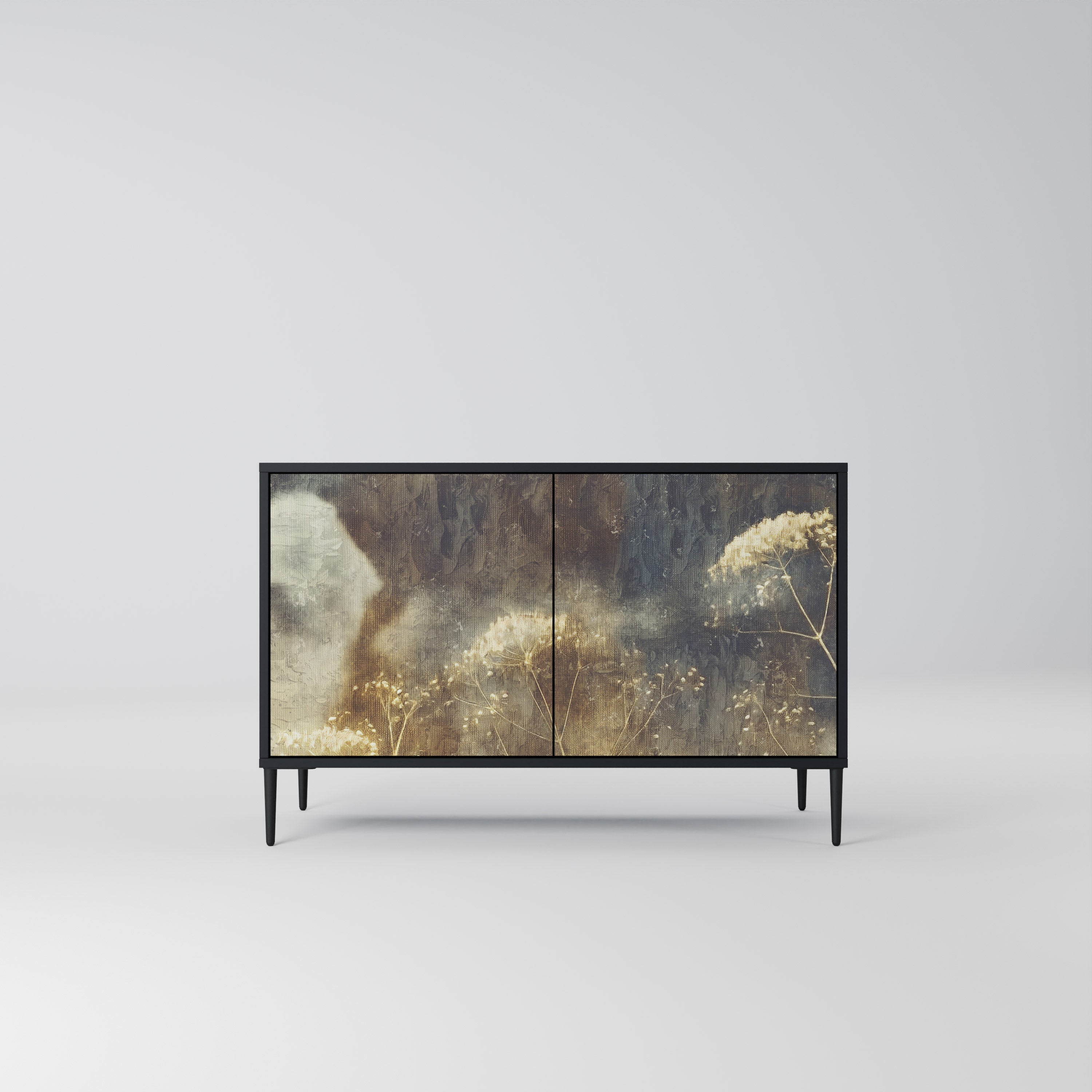 GENTLE POWER Aparador de 2 Portas em Acabamento Preto