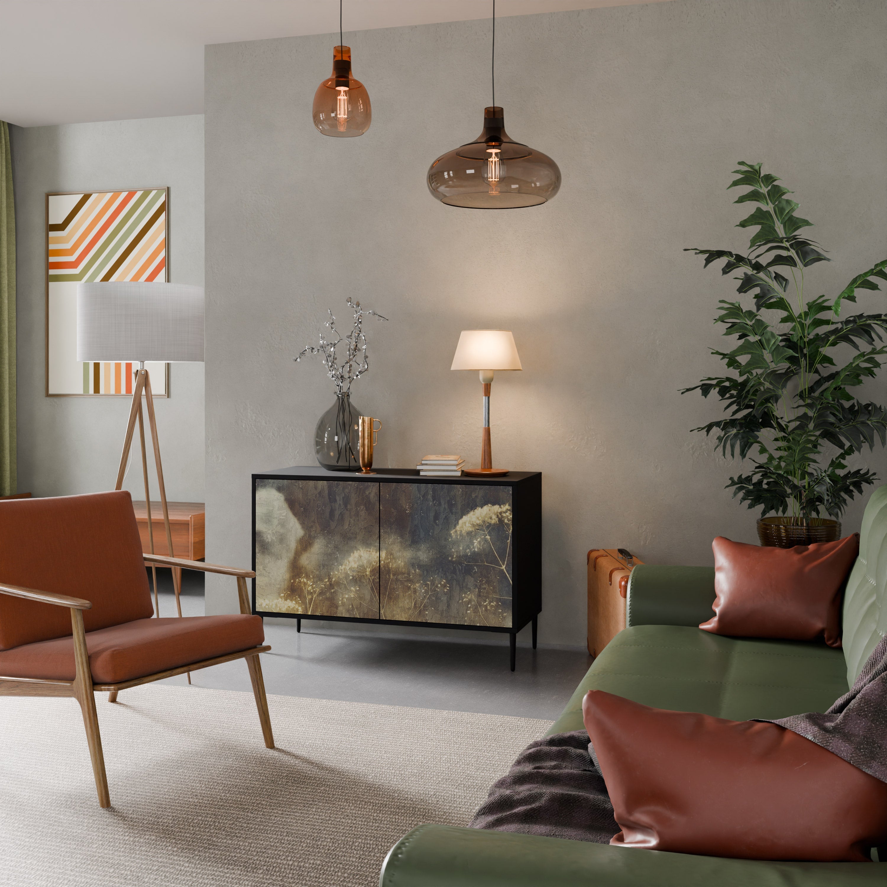 GENTLE POWER Aparador de 2 Portas em Acabamento Preto